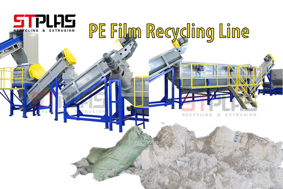 Mesin Cuci Daur Ulang Film Plastik 460kw Tegangan Unit Daur Ulang Disesuaikan